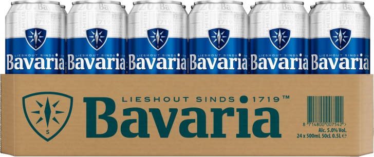 Bavaria tray met 24 blikjes á 0,50 liter
